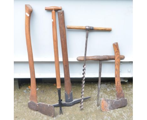 Selection of vintage woodworking and gardening tools 