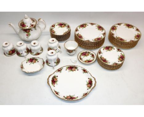 Collection of Royal Albert Old Country Roses teaware, incl. teapot, H19cm, 22x D20.5cm plates, 10x D16cm plates, sandwich pla