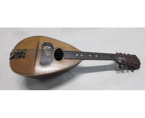 Eight string Mandolin, with label for Boston Music School, L62cm 