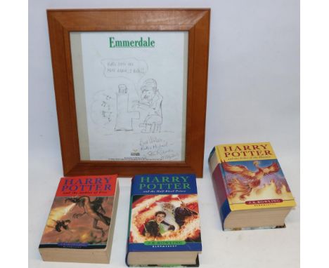 Three Harry Potter books, incl. first editions of The Order of the Phoenix and The Half Blood Prince, and a Stan Richards (Em