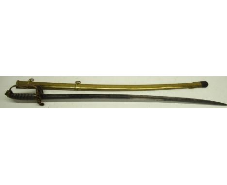 Victorian 1847 pattern infantry officers Sword, 31 3/4" blade, folding side guard, complete with scabbard 