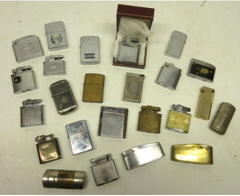 Zippo brass cigarette lighter, dated C XII; Zippo plated cigarette lighter, dated L XV and other petrol cigarette lighters 