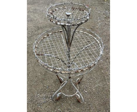 Vanessa Feltz collection - White painted two tier wirework garden planter, H117cm 