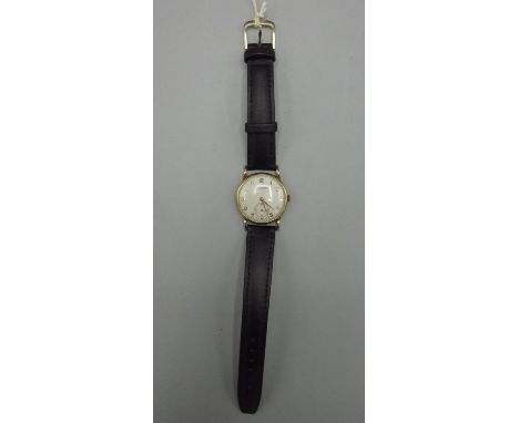 1950's Rotary 9ct gold wristwatch, signed silvered Arabic dial, subsidiary seconds, case no. 0052643 hallmarked London 1952, 