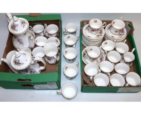 Collection of Royal Albert Lavender Rose pattern teaware, incl. two coffee pots, 24x cups, 24x saucers, two milk jugs, etc. (