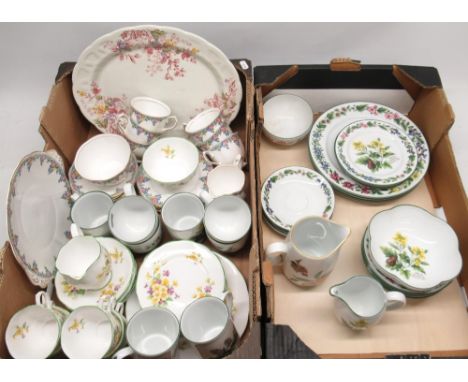 Royal Albert bone china tea ware incl cups and saucers, side plates and milk jug, and royal Worcester herbs dinnerware incl p