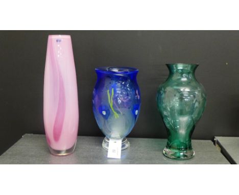 A Caithness glass Summer Meadow limited edition baluster vase No. 75/100, designed by Helen MacDonald, circa 1991, 22cm high,