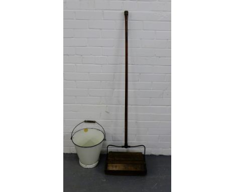 A vintage Ewbank Manufacture "Federation" carpet sweeper together with a white enamelled milking pail (2) 