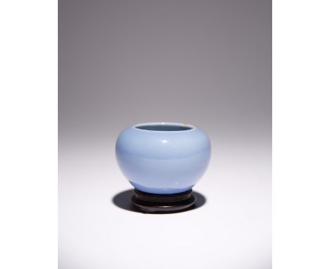 A CHINESE LAVENDER-BLUE GLAZED WATERPOT 18TH CENTURY The slightly compressed globular body with an inverted rim, covered over