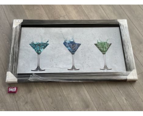 Modern art framed picture of cocktail glasses