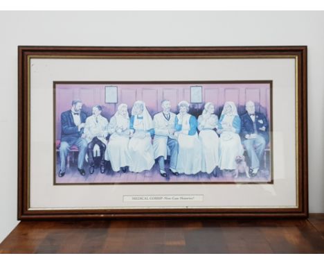 Mahogany framed Jedd print titled Medical Gossip-Nine case histories