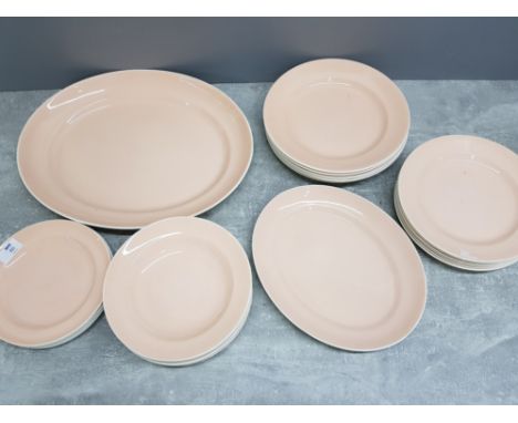 25 pieces of Poole pottery dinnerware, all plates , 6 different sizes in peach