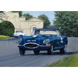 Graham Hill Steering the E-Type to Victory on its Debut at Oulton Park by Martin Tomlinson