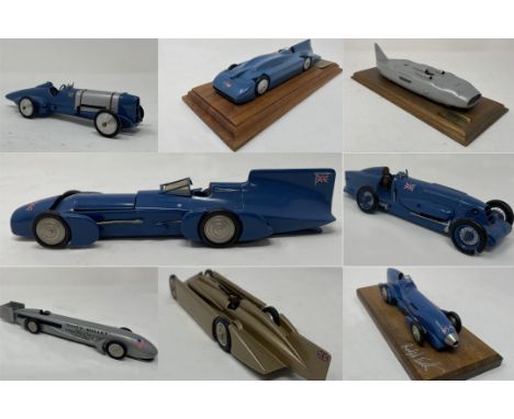 A selection of model Land Speed Record Cars which were developed, built and driven in the battle to be the quickest person on