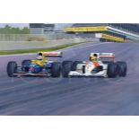 Mansell and Senna Wheel to Wheel in Spain 1991 by Martin Tomlinson