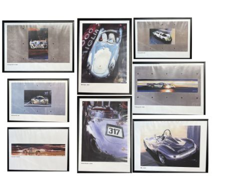 1) 1971 Porsche 917 K - Stark measuring 74cm x 54cm. 2)1969 Porsche 908 - Stark measuring 74cm x 54cm. 3) 1986 Porsche 962 - 