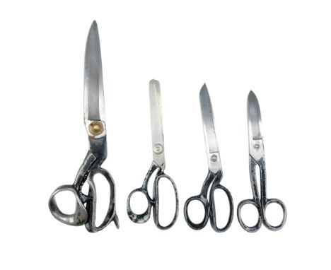 A pair of late 19th / early 20th Century Wilkinson &amp; Son of Sheffield tailor's scissors / fabric shears together with two