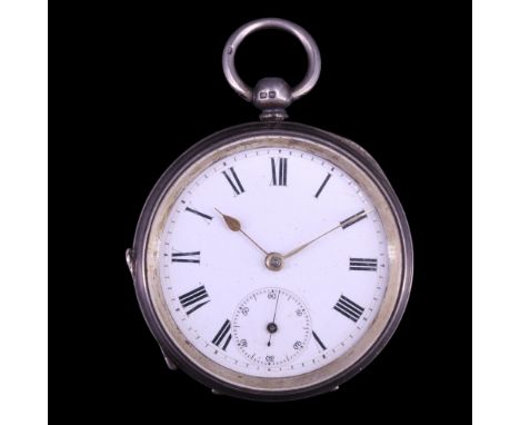 A late Victorian silver pocket watch, having a key-wound movement, the inner case back engraved with the name Mosscrop and an