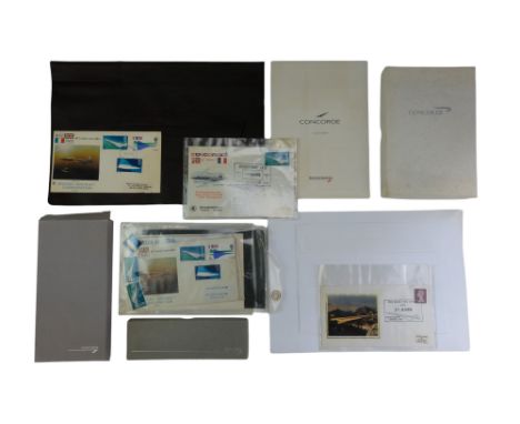 A group of British Airways Concorde stationary including letterheaded paper and envelopes, a pen, planner and folder, togethe