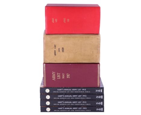 Army Lists for April 1916, May 1917 and January 1920, together with Naval and Military Press re-prints of Hart's Army Lists o