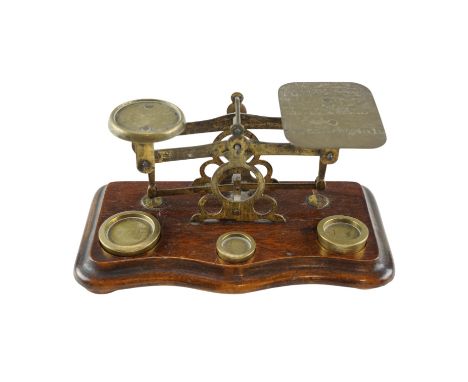 A set of Victorian letter scales with weights, 16.5 cm