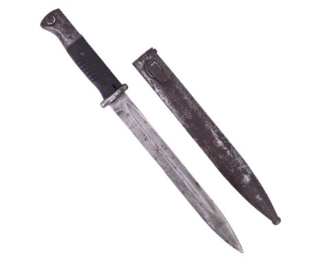 A German Third Reich S84/98 bayonet by Holler, dated 1944, (scabbard and bayonet bearing matching serials)