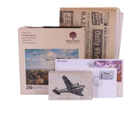 RAF and other collectables including Valentine's Aircraft Recognition Cards, a Wentworth "Spitfires over London" wooden jigsa