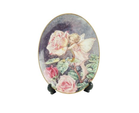 A boxed Royal Worcester "The Rose Fairy" Flower Fairies 75th anniversary dish, 1998, 21.5 x 16.5 cm