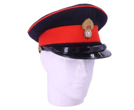 A QEII British army officer's forage cap by Moss Bros of Covent Garden, bearing a bullion Royal Regiment of Fusiliers cap bad