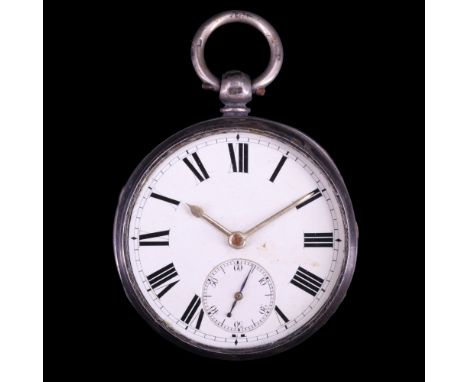 A Victorian silver pocket watch by R B Kirby of Malton, having a lever movement and white enamel face with bold Roman numeral