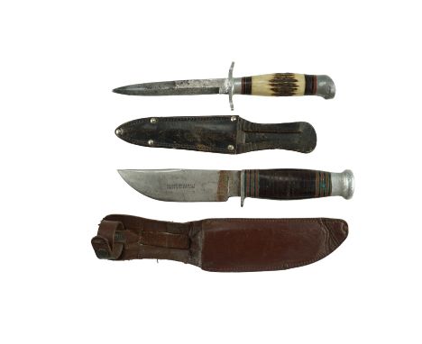 A mid-20th Century sporting knife by George Butler &amp; Co of Sheffield, together with one other knife having a slender blad