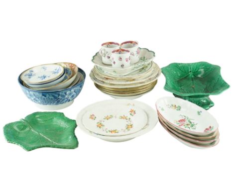 A large quantity of 18th Century and later ceramics including sugar basins, plates, saucers and small ashets 