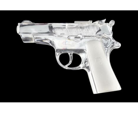 A Magic Crystal glass automatic pistol, 16.5 cm
