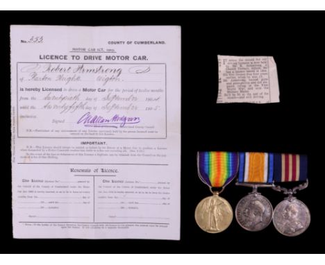 A Military Medal with British War and Victory Medals to DM2-206580 Pte Robert Armstrong, Army Service Corps, together with hi