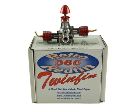 A boxed Redfin 060 Twinfin aero model aircraft engine, 0.98cc diesel twin, engine number 177