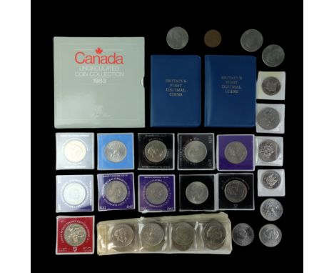 A 1983 Canada Uncirculated Coin Collection by Royal Mint, together with "Britain's First Decimal Coins" and a group of royal 