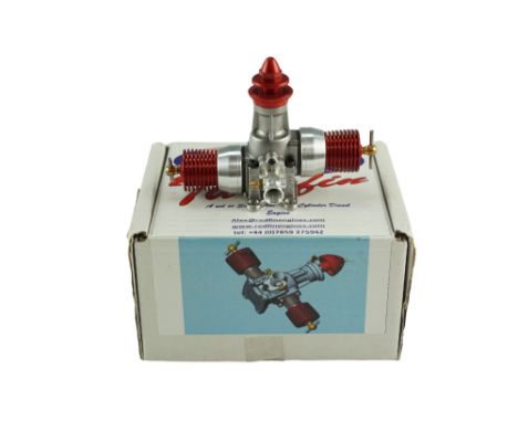 A boxed Redfin 099 Twinfin aero model aircraft engine, 1.6cc diesel twin, engine number 030