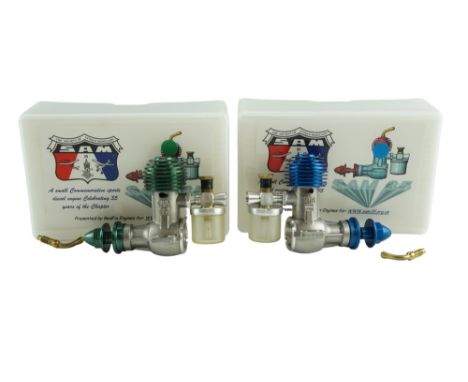 Two boxed SAM 35 aero model aircraft engines, 0.35cc diesel, engine numbers 047 and 048 respectively, [made in Ukraine for Re