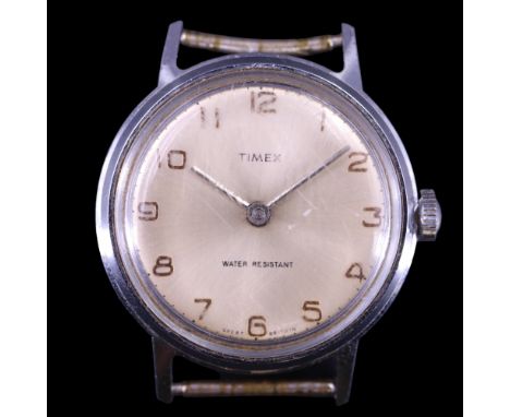 A 1970s Timex stainless steel wristwatch, 30 mm excluding winding crown, (running when catalogued, accuracy and reliability u