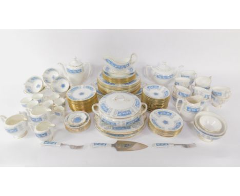 A Coalport porcelain part dinner, tea and coffee service, decorated in the Revelry pattern, including meat platters, coffee p