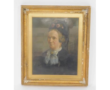 English School (Late 19thC). Portrait of a lady in mourning attire, oil on canvas, 59cm x 46.5cm.