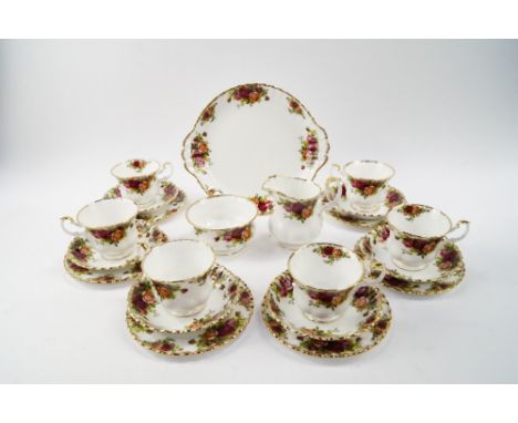 A Royal Albert porcelain part tea service, decorated in the Old Country Roses pattern, comprising bread plate, cream jug, sug