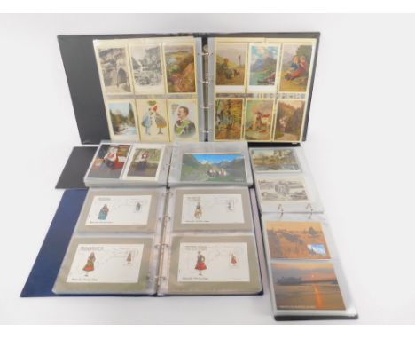 Four albums of English and European topographical postcards, eight Epidiascope cards, The Sweep and The Whitewasher, a Carte 