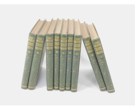 Professor J Wortley Axe. The Horse, It's Treatment In Health And Disease, 9 vols, gilt tooled green cloth, published by The G