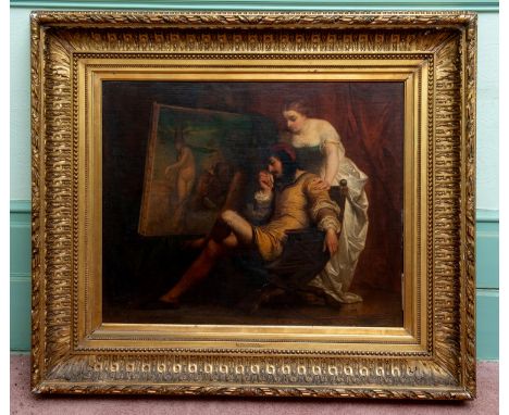 E Hamman (Ostend 1890-Paris 1888), The Art Lover, oil on canvas, signed, 62 x 76 cm, removal cost BReport by RBCleaned and re
