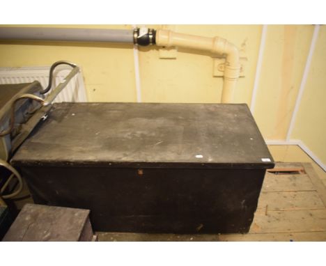 A large Victorian pine trunk, covered in a leathercloth type material, 126 cm wide, removal cost C 