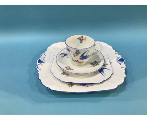 Two Shelley trios, six Charles Wileman Foley china cups and saucers etc