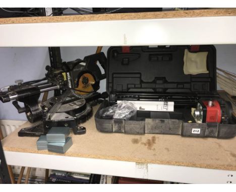 A chopsaw and a rotary laser level