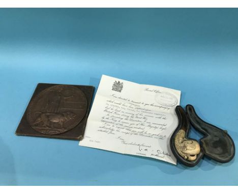 A death plaque to Robert Foster and a Meerschaum pipe