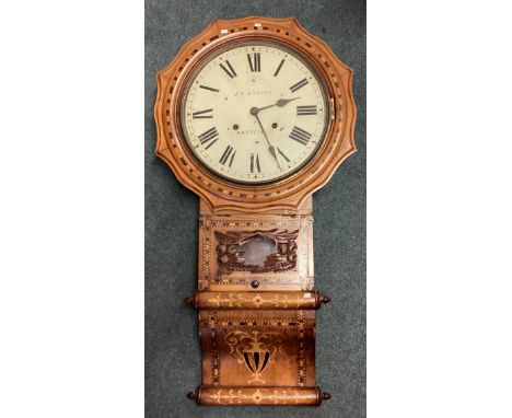 An attractive Victorian inlaid wall clock. Est. £100 - £150.